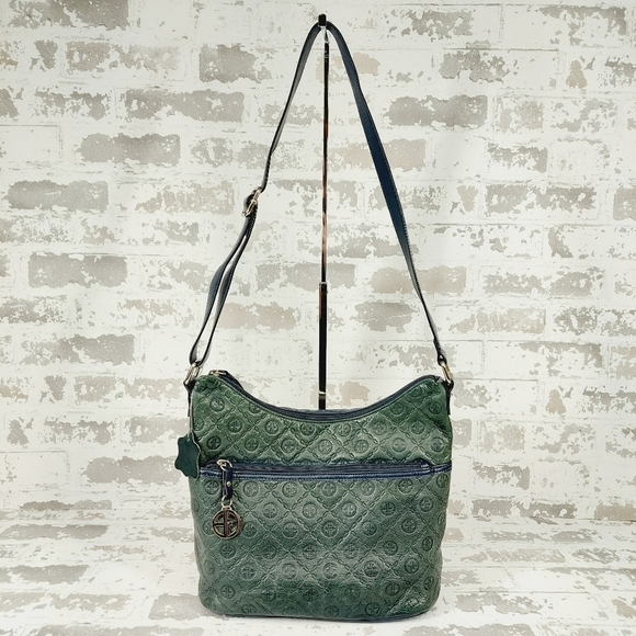 Giani Bernini Handbags - Giani Bernini Green Purse Blue 2Tone Classic Pattern Genuine Leather 0987